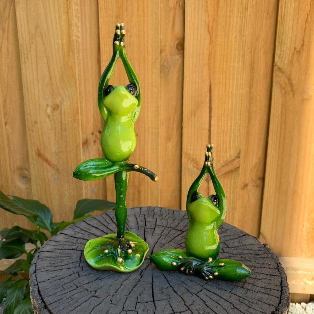 2x Yoga Frog Frogs Decorative Figurines Funny Garden Home Décor Ornament