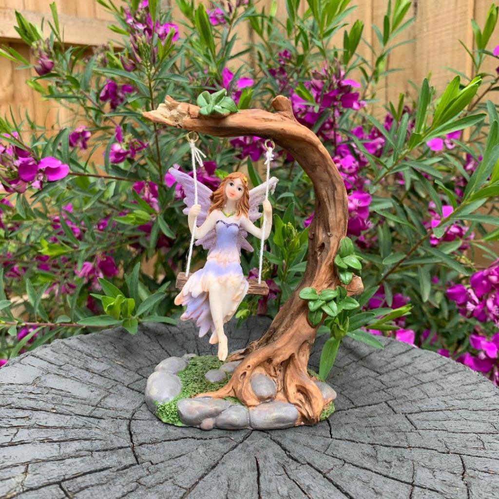 Fairy on Tree Swing Garden Décor Accessories Figurine Fairies Angel Ornaments