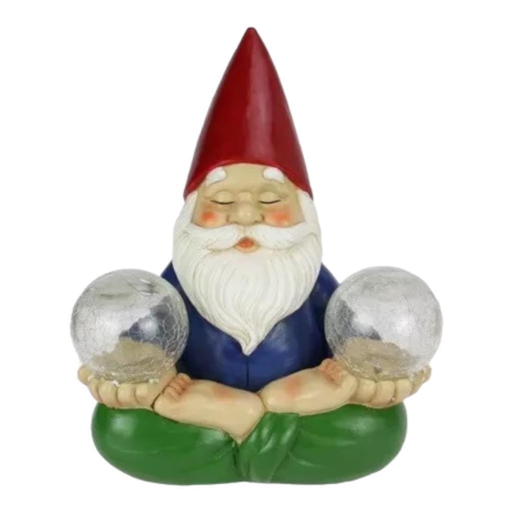 30cm Solar Powered Garden Gnome Gnomes Meditating Lights Gnome Garden Ornament