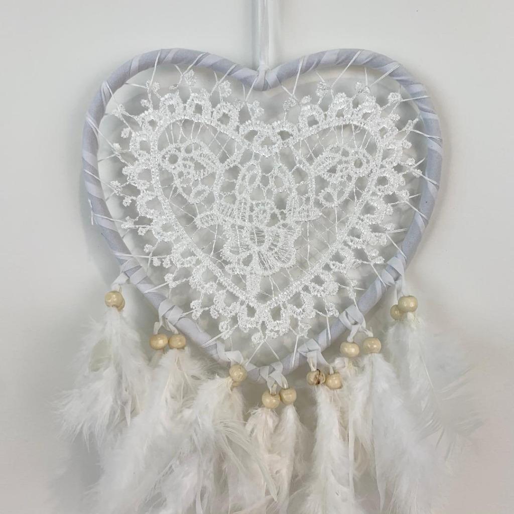 Dream Catcher with Feather Caught Dreams Wall Hanging Ornament Home Decor White