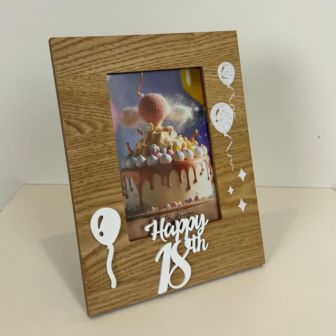 18th Birthday Photo Frame Eighteenth Birthday Gift Wooden Brown color 22cm