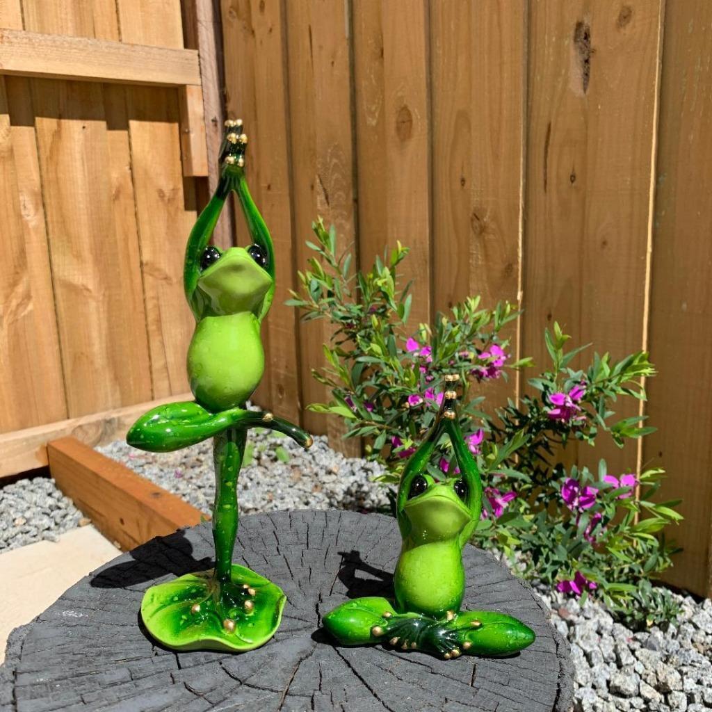 2x Yoga Frog Frogs Decorative Figurines Funny Garden Home Décor Ornament