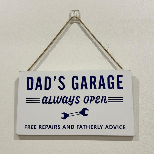 Home Sign Wooden 'Dad's Garage Always Open' Sign Wall Decor Garage Workshop Sign