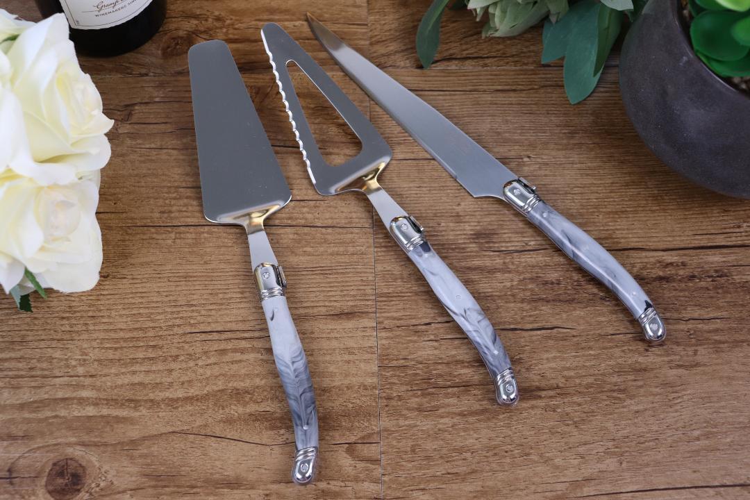 Laguiole Cake Lifter Slicer Server Knife Set French Stainless Steel 3pcs Wedding