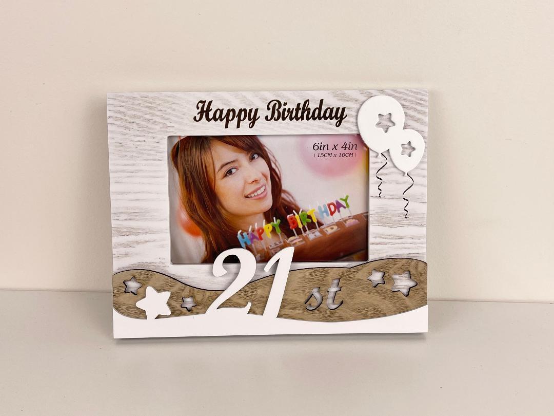 21st Birthday Photo Frame Twenty First Birthday Gift Wooden White color