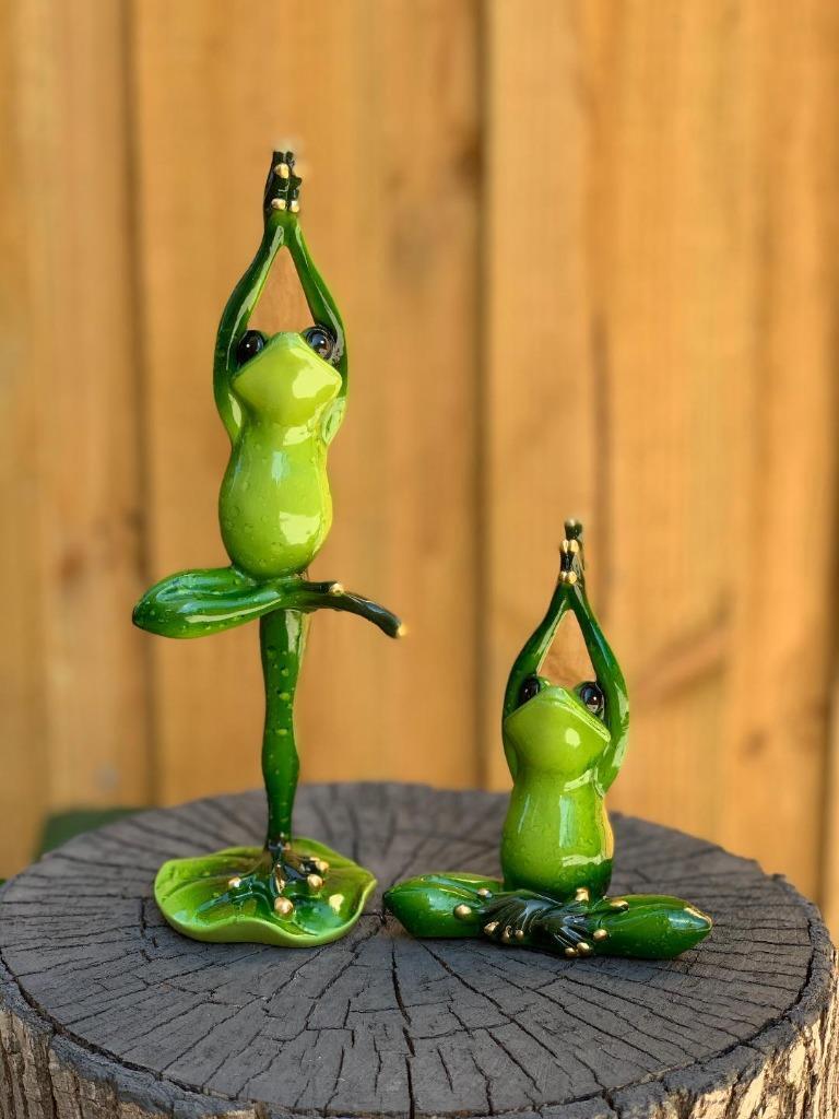 2x Yoga Frog Frogs Decorative Figurines Funny Garden Home Décor Ornament