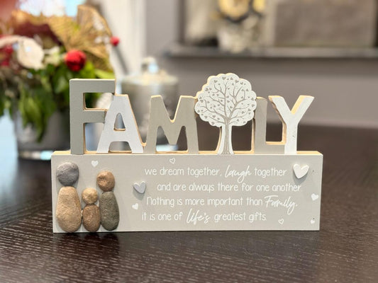 Family Table Sign Plaque Wood Home Signs Tree of Life Table Centerpiece 24cm