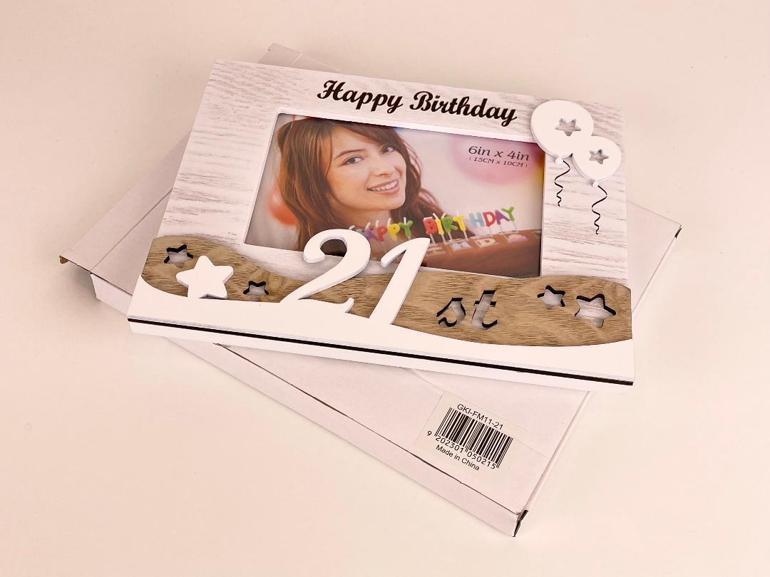 21st Birthday Photo Frame Twenty First Birthday Gift Wooden White color