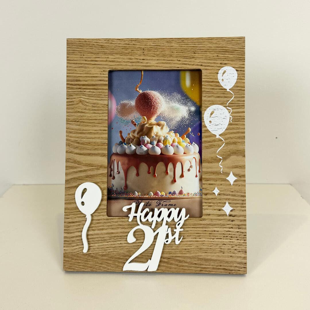 21st Birthday Photo Frame Twenty First Birthday Gift Wooden Brown color