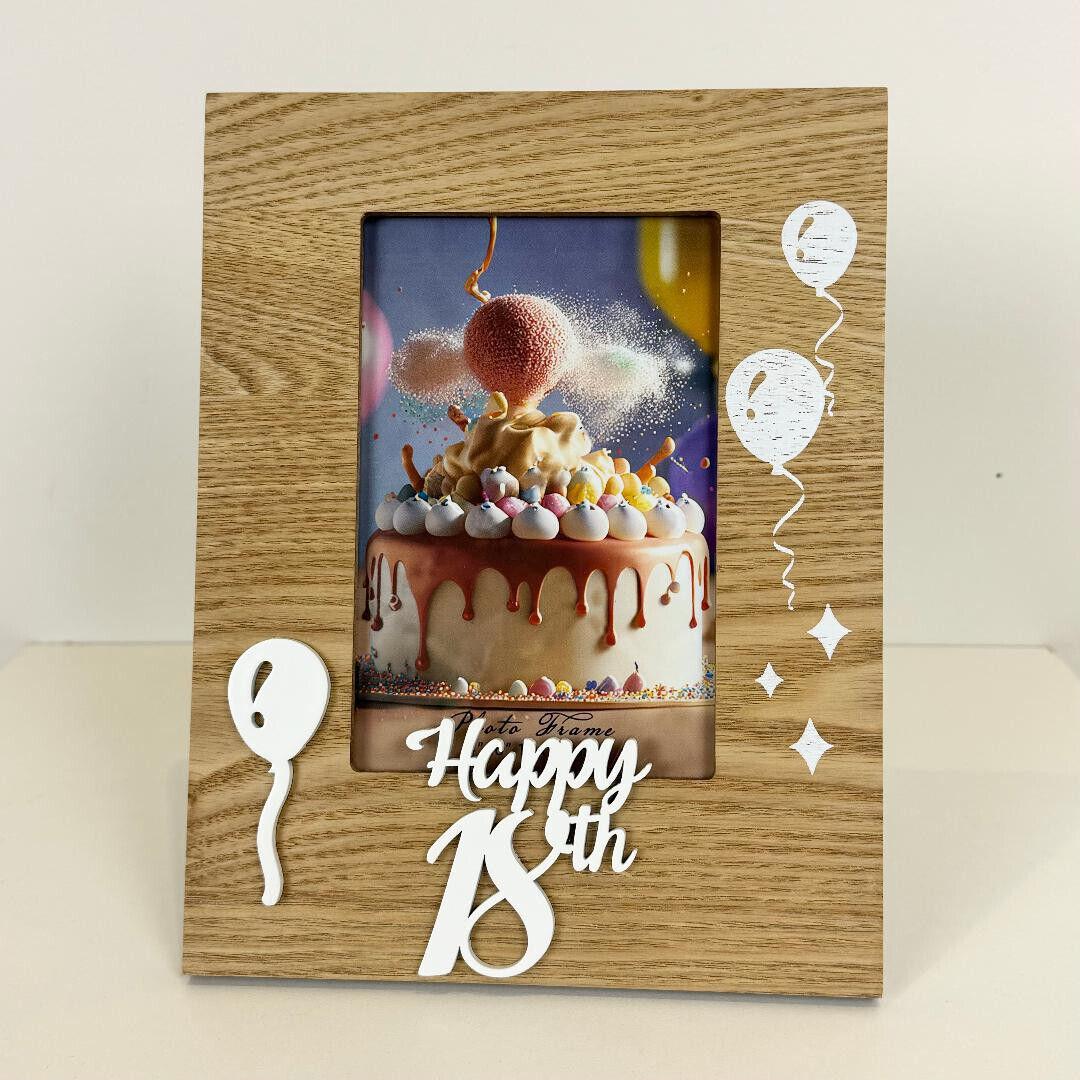 18th Birthday Photo Frame Eighteenth Birthday Gift Wooden Brown color 22cm
