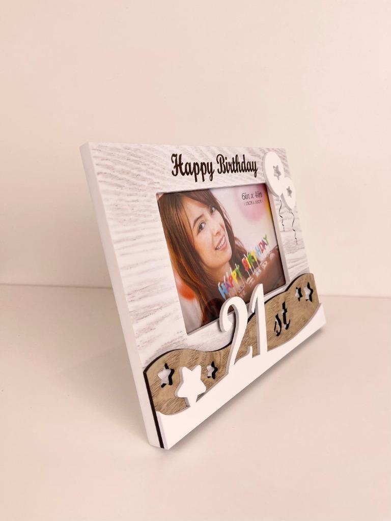 21st Birthday Photo Frame Twenty First Birthday Gift Wooden White color