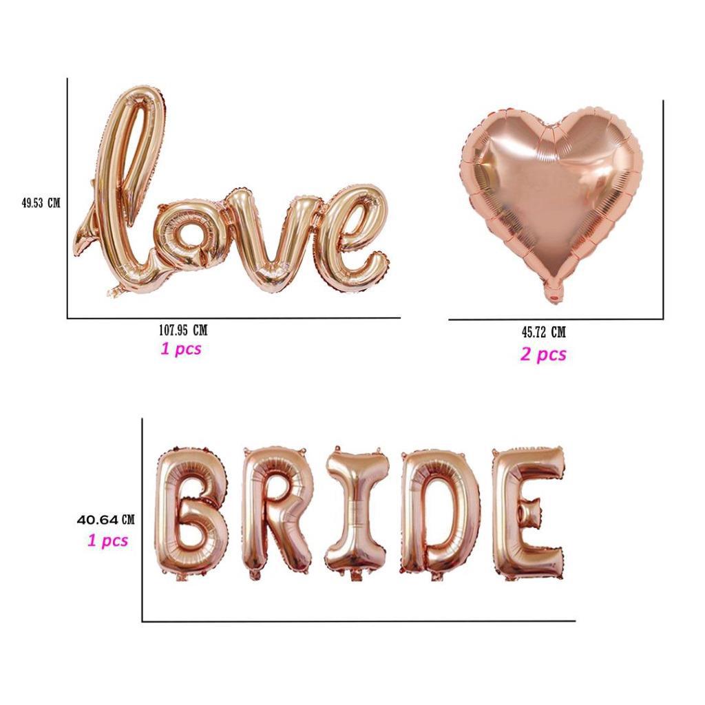 Bride Love Foil Balloons Rose Gold Bridal Shower Decorations Balloon Wedding Hen