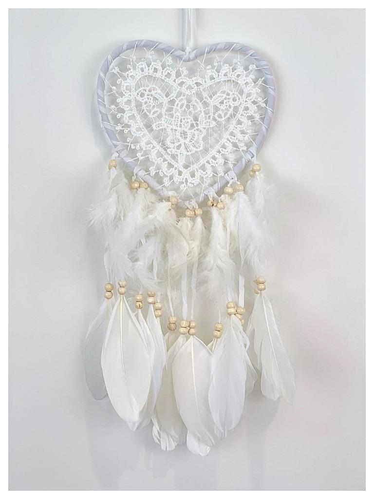 Dream Catcher with Feather Caught Dreams Wall Hanging Ornament Home Decor White