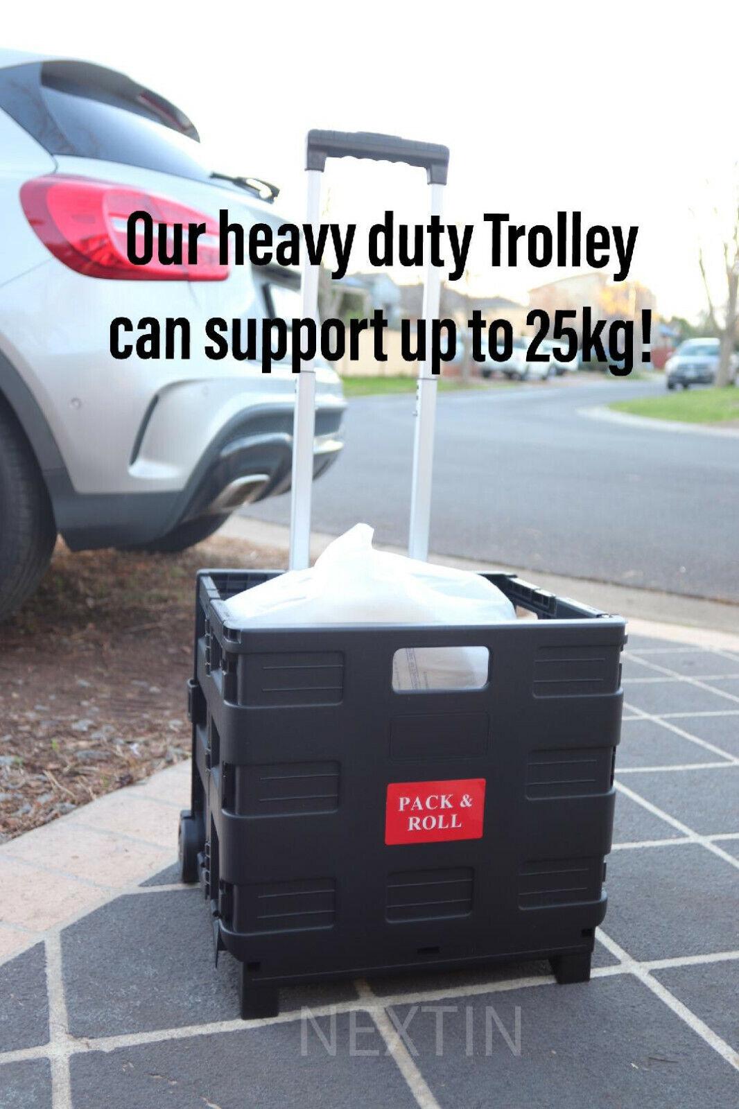Foldable Shopping Trolley Box Portable Plastic Folding Grocery Cart with Lid