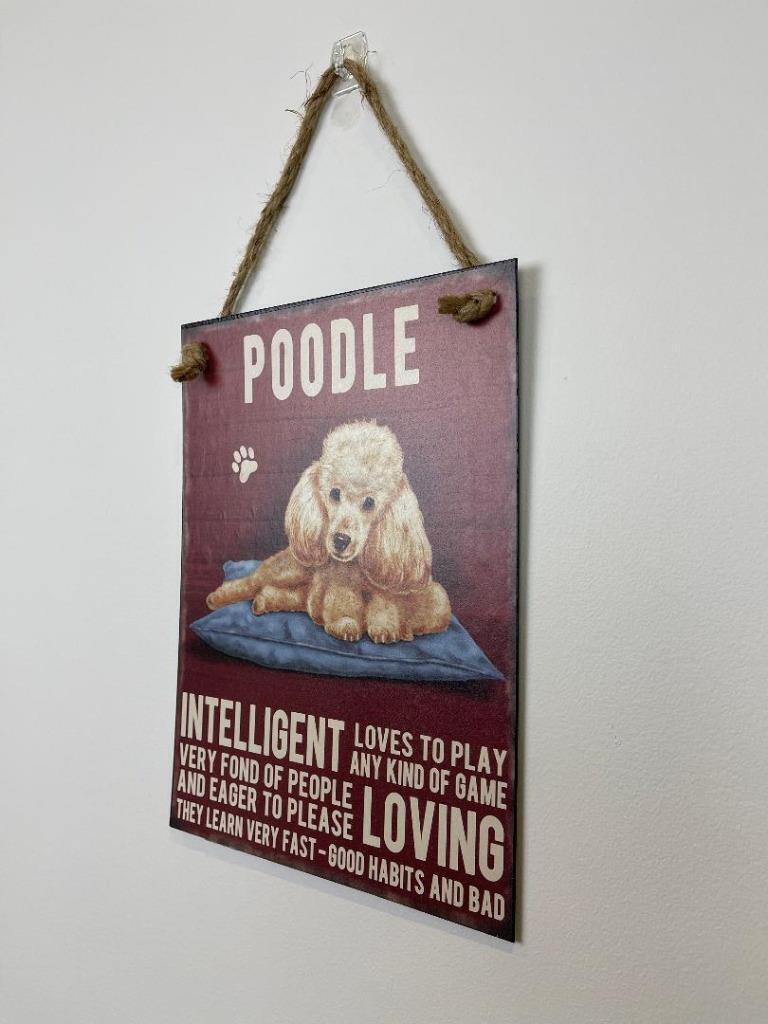 Poodle Dog Sign Metal Wall Door Hanging Dogs Sign Colourful Home Decor 27cm
