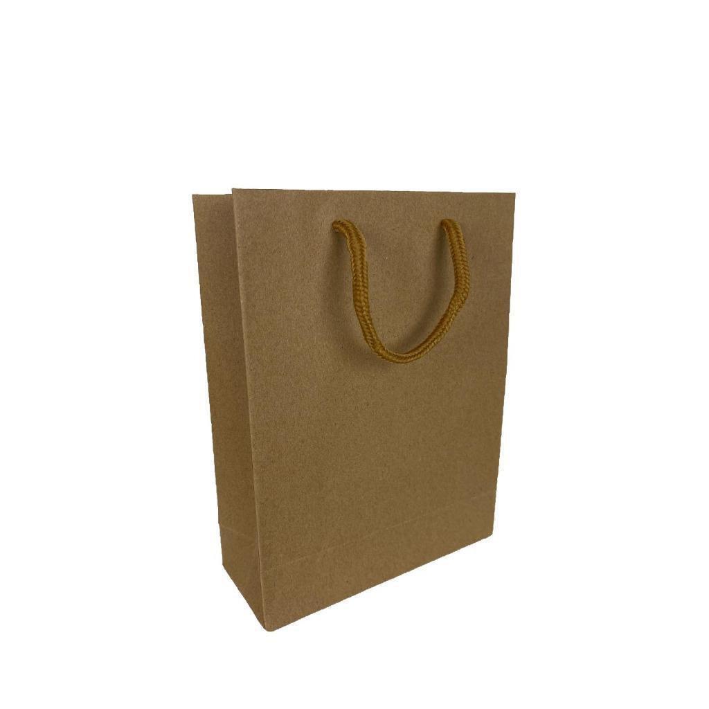 Paper Bags Gift Shopping Carry Craft Brown Bag with Handles Bulk size 19x25cm