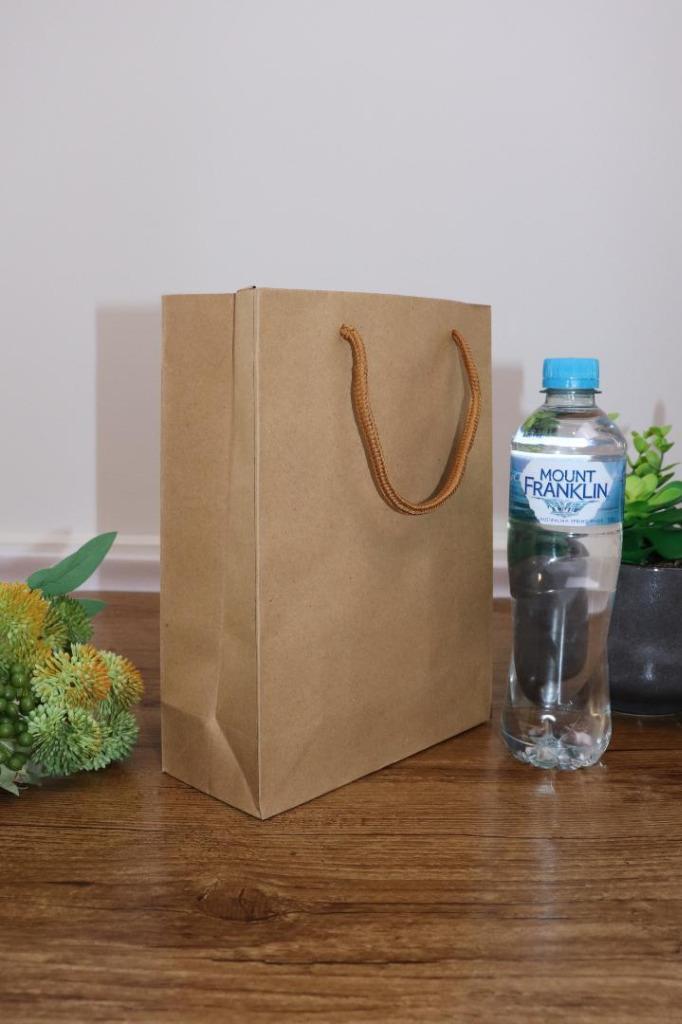 Paper Bags Gift Shopping Carry Craft Brown Bag with Handles Bulk size 19x25cm
