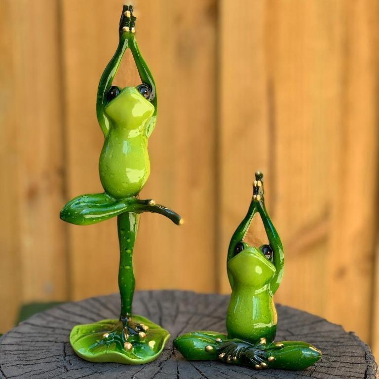 Frogs Decorative Yoga Frog Figurines Funny Garden Home Décor Ornament set of 2