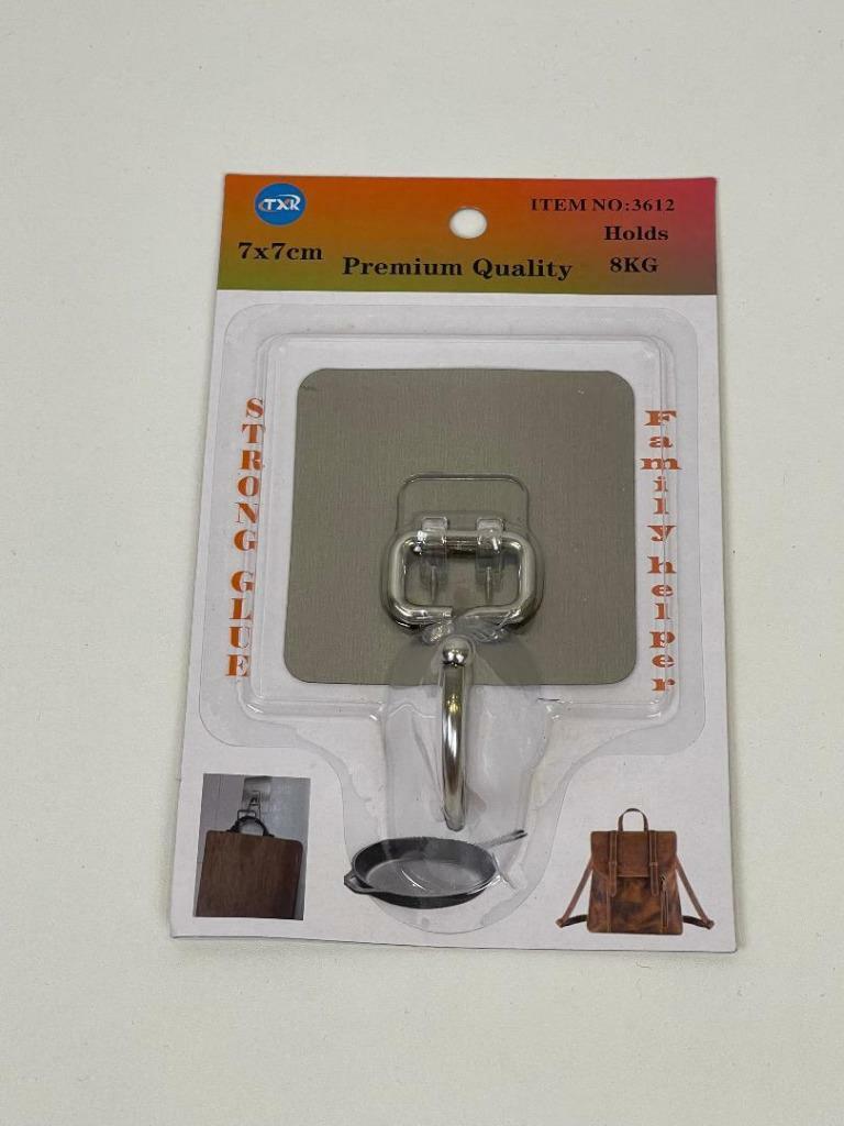 Strong Self Adhesive Wall Hook Glue Hooks Kitchen Bathroom Hold 8kg Pack of 3pcs