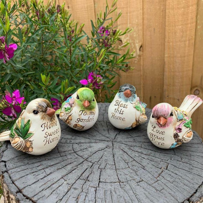 Bird Figurine Birds With Words Statue Sign Ornaments Sculpture Home Garden Decor