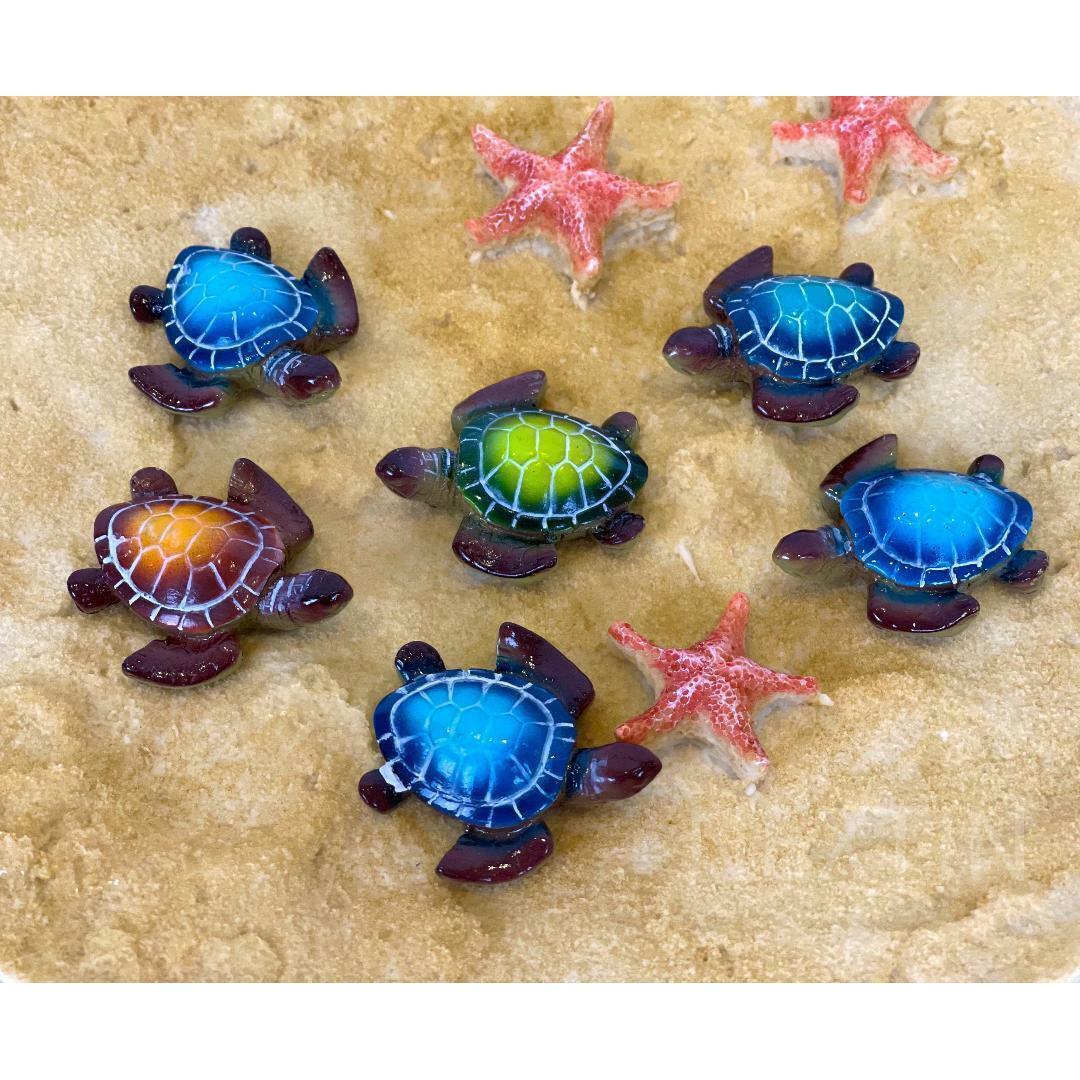 Miniature Sea Turtle Figurine Statue set of 6 Mini Turtles Indoor Outdoor Garden