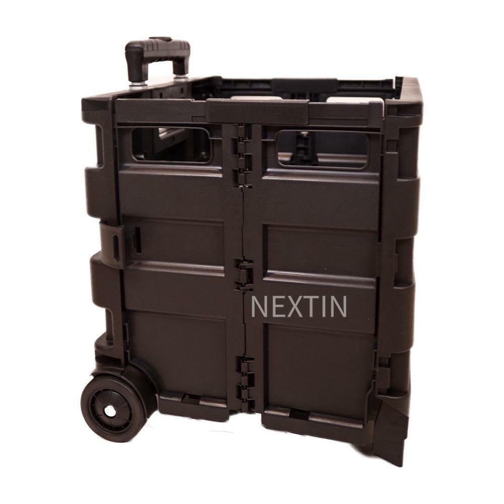 Foldable Shopping Trolley Box Portable Plastic Folding Grocery Cart with Lid