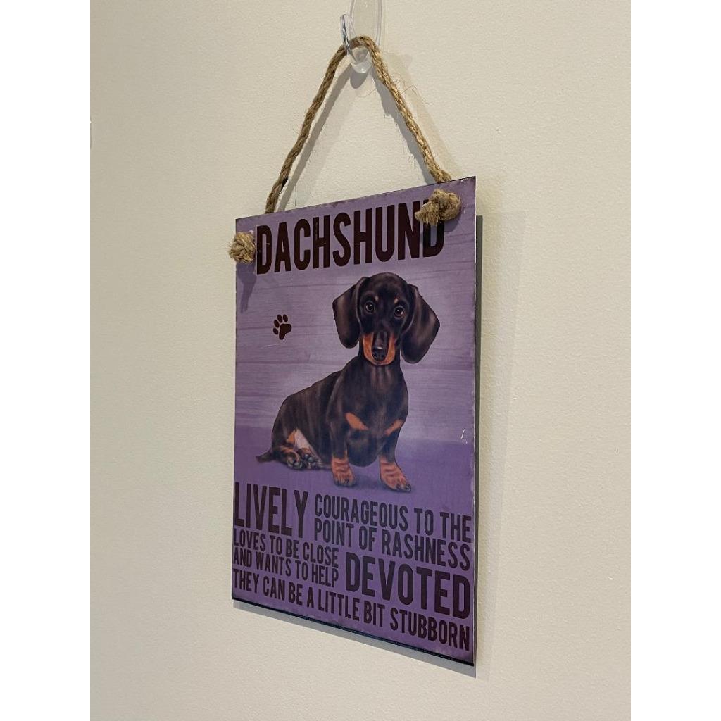 Dachshund Dog Sign Metal Wall Door Hanging Dogs Sign Colourful Home Decor 27cm