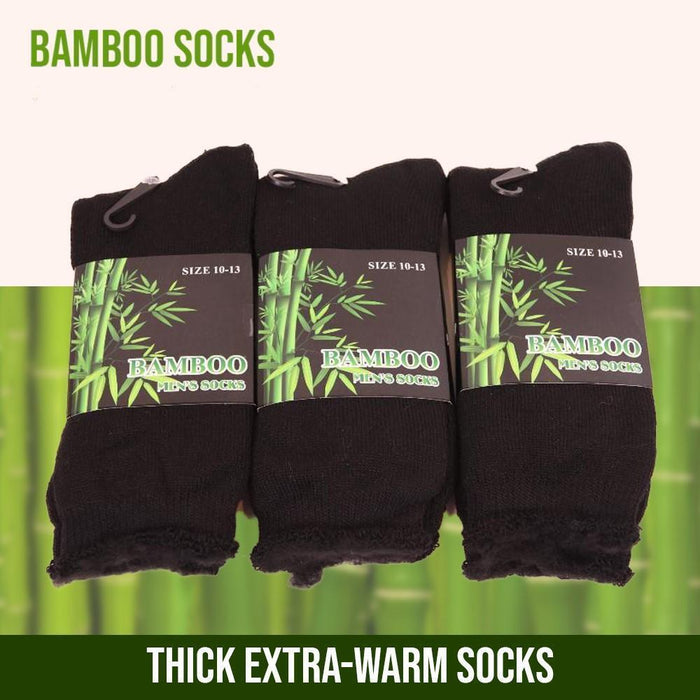 6pairs Bamboo Socks Thick Warm Winter Thermal Cushion Heavy Duty Soft Sock Black