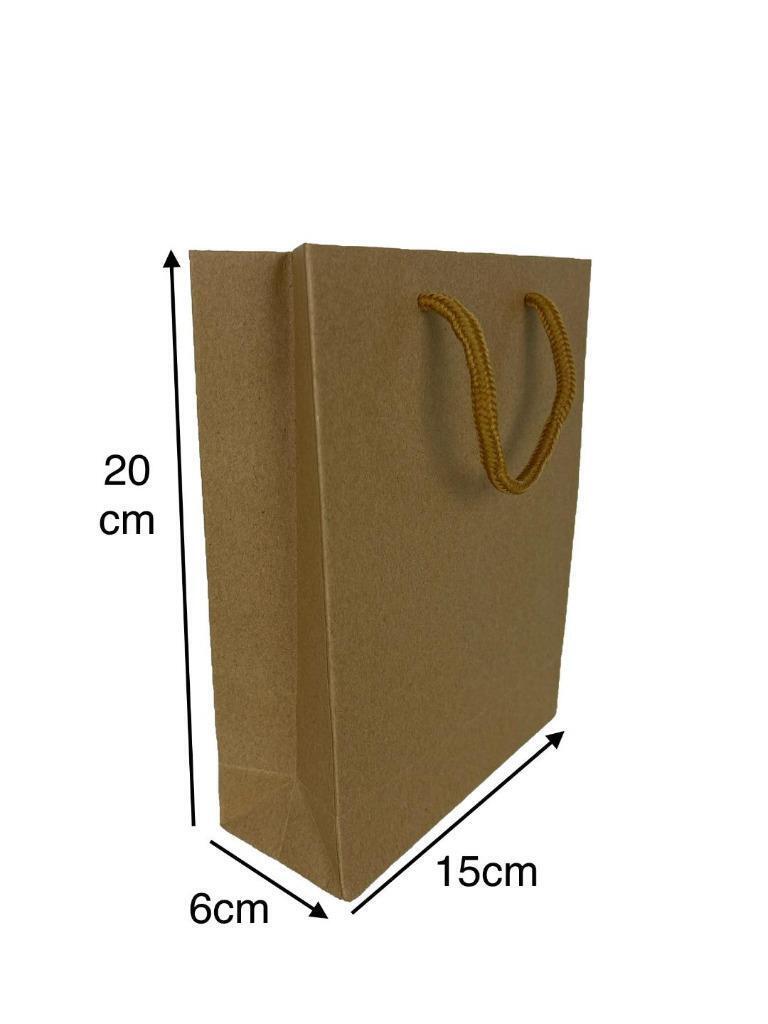 Paper Bags Gift Shopping Carry Craft Brown Bag with Handles Bulk size 15x20cm