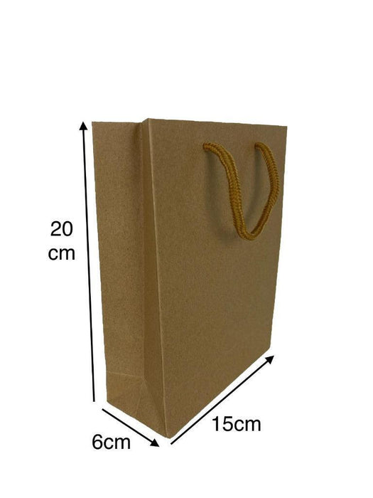 Paper Bags Gift Shopping Carry Craft Brown Bag with Handles Bulk size 15x20cm