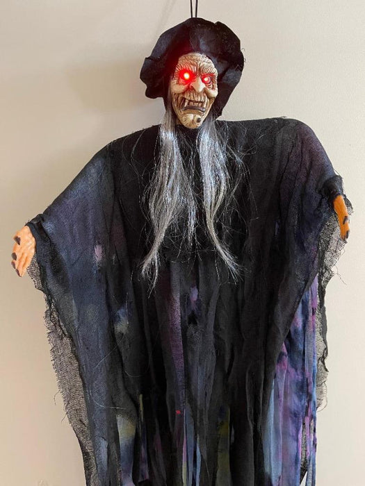 Halloween Hanging Witch with Spooky Sounds Scary Decoration Haunted House 1.4m