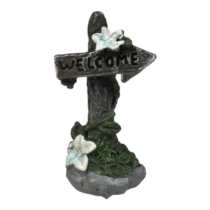 Miniature Fairy Garden Accessories Sign Posts, Lamps & Heart Stepping Stones 6pc