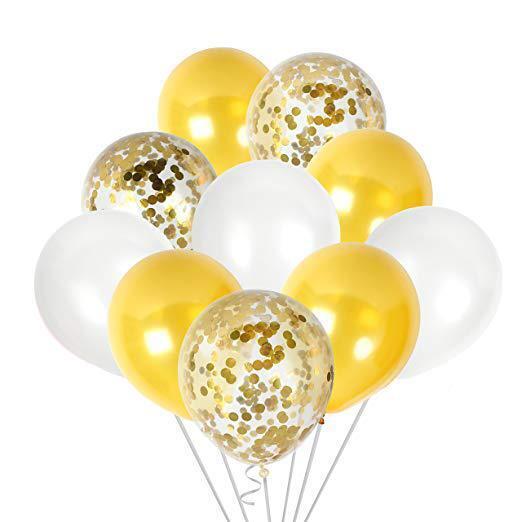 Gold White Balloon Confetti Balloons Set Party Decorations Wedding Birthday