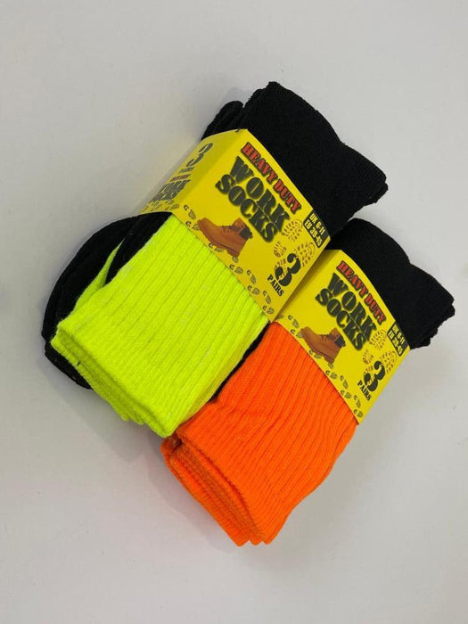 Heavy Duty Work Socks Hi Vis Warm Winter Thermal Crew Sock Men Orange Yellow