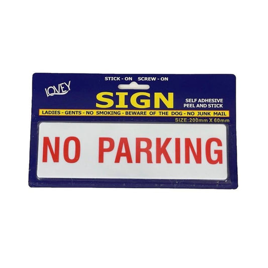 No Parking Sign with Self Adhesive White No Parking Plaque Sticker Shop Office