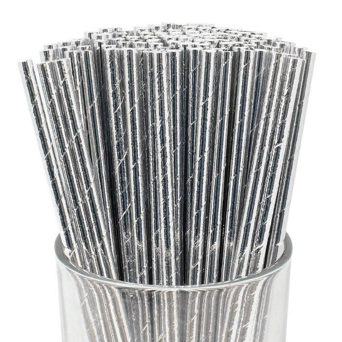 Silver Drinking Paper Straws Food Safe Straw Birthday Party Wedding Bulk