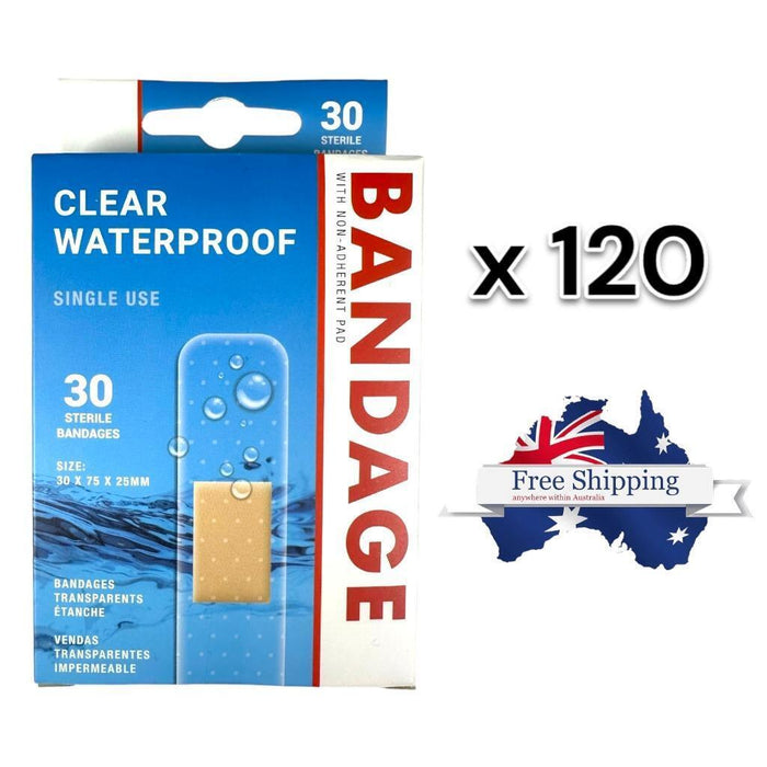 120 Waterproof Band Aids for Wound & Cuts Tough Fabric Medical Health Dressings