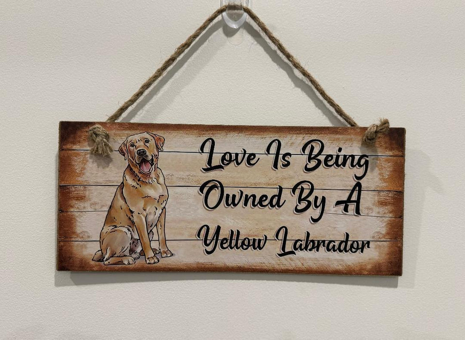 Yellow Labrador Dog Sign Metal Wall Hanging Dogs Sign Colourful Home Decor 30cm