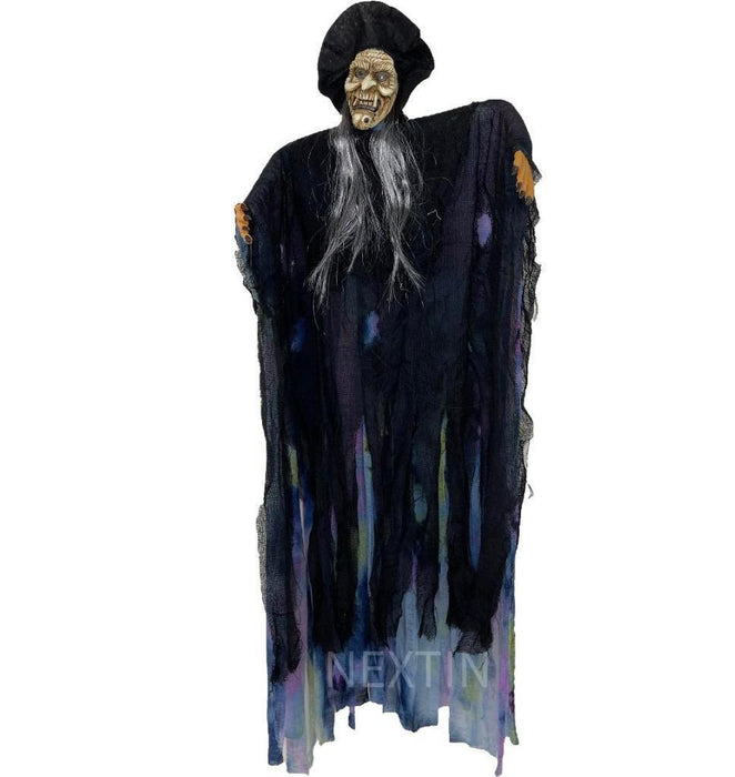 Halloween Hanging Witch with Spooky Sounds Scary Decoration Haunted House 1.4m