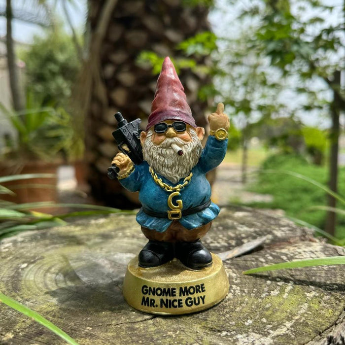 Garden Gnomes Statue Gnome Rude Finger Crazy Gnome Mr Nice Guy Garden Décor