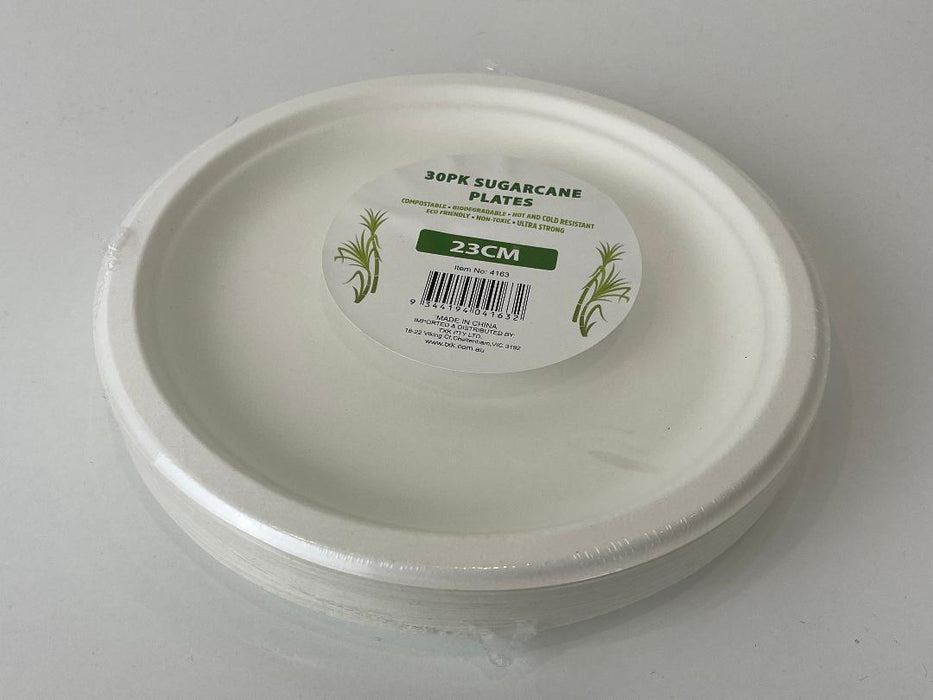 90x Disposable Paper Plates Sugarcane Dinner Dessert White Party Plate Strong