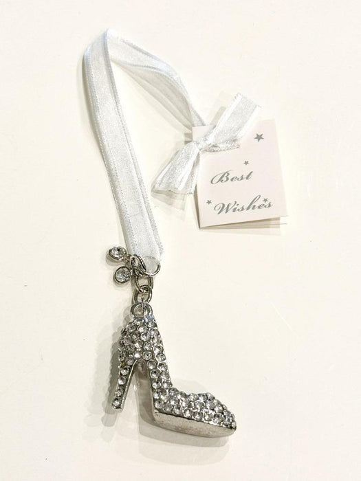 Wedding Bridal Charms Good Luck Charm Diamante Silver Cinderella Shoes Charm