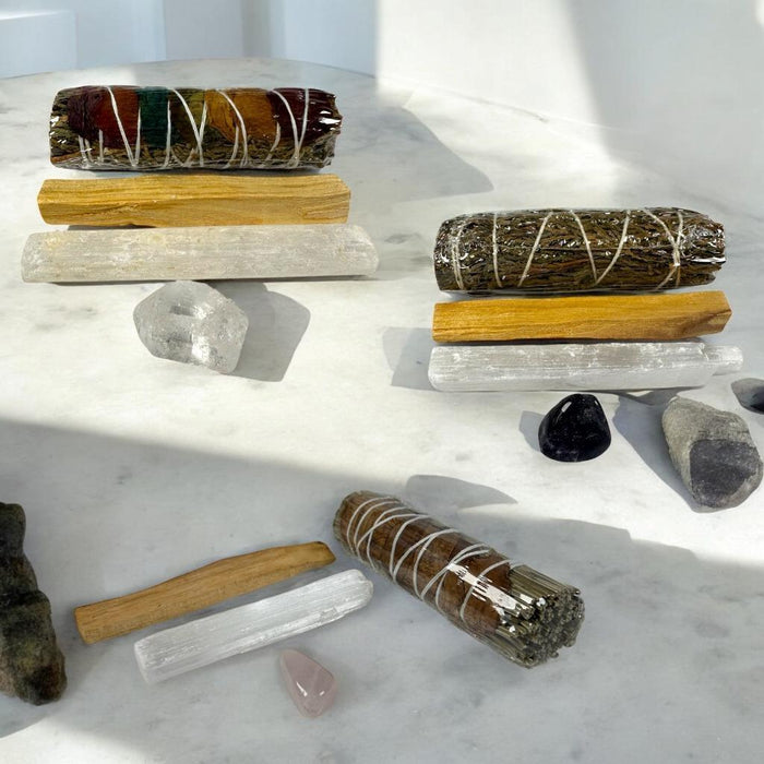 Sage & Stone Cleansing Kit: Love Energy, Chakra Healing, & Smudging Essentials!