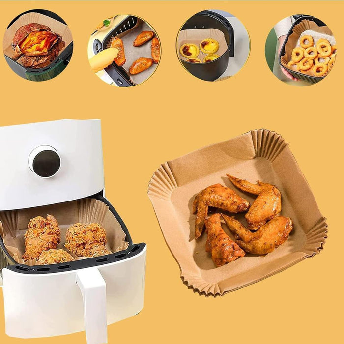 200x Air Fryer Liners Square Disposable Cooking Baking Paper Non-Stick Parchment