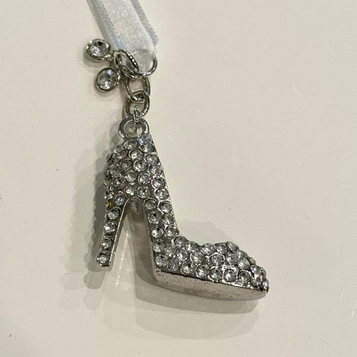 Wedding Bridal Charms Good Luck Charm Diamante Silver Cinderella Shoes Charm