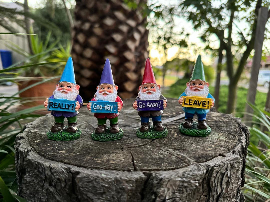 4x Garden Gnomes Gnome Statue with Words Figurine Fairy Garden Accessories 8cm