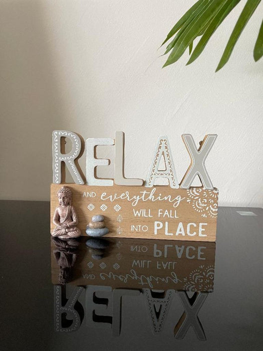 Relax Home Table Sign Plaque Wooden Signs Table Centerpiece Farmhouse Decor 22cm