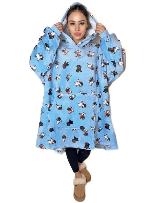 Hooded Blanket Soft Cozy Warm Fleece Wearable Oversize Blanket Hoodie