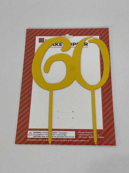 60 Cake Topper Gold 60th Birthday Cake Topper Acrylic Cake Decorations