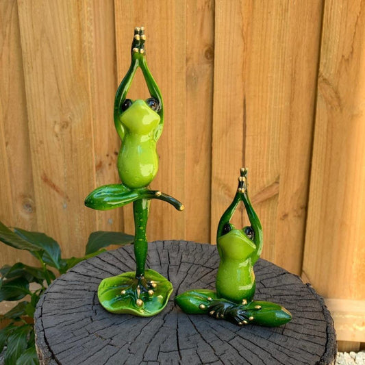 2x Yoga Frog Frogs Decorative Figurines Funny Garden Home Décor Ornament